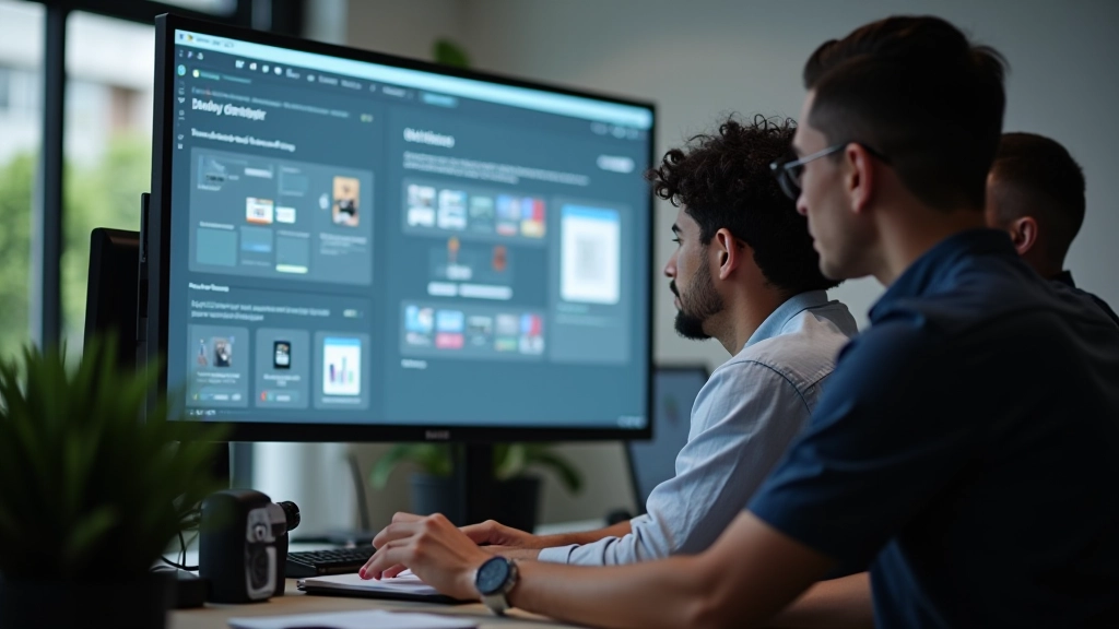 Team members reviewing and updating component library in a design review session with multiple frames visible
